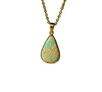 Collier pendentif en laiton avec pierre turquoise La Belle au Bois Dormant, forme poire, chaîne forçat, bijou fait main favorisant la communication |LK_SGMP_0224