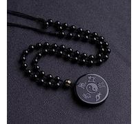 Collier Pendentif En Obsidienne Naturelle, Hommes Femmes Potins Formes Véritables Des Cinq Montagnes Sacrées Pendentif Amulette De Méditation Collier Taoïste Cadeau, Chaîne De Perles, Taille Uni