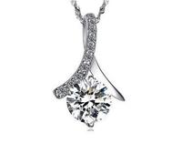 Collier pendentif en or blanc avec diamants super brillants pour femme - 1PS5LJ