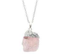 Collier Pendentif en Pierre Brute Irrégulière, Rose, | Équilibre Émotionnel, Énergie Positive, pour Relation et Famille, Bijou Artisanal, Pierre Brute, Forme Irrégulière