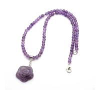 Collier pendentif en pierre de cristal sculptée en forme de rose de 4 mm, perles rondes, artisanat, pierre œil de tigre rose, chaîne de pull en pierre rouge, unisexe, style tout-assorti pour l'au