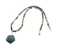 Collier pendentif en pierre de cristal sculptée en forme de rose de 4 mm, perles rondes, artisanat, pierre œil de tigre, pierre rouge, chaîne de pull, unisexe, style tout-aller automne et hiver,