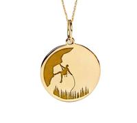 Collier pendentif escalade en argent sterling 925 doré | LK_NLC_02088 | plated 28mm round bird medallion nature inspired pendant with 18 inch cable chain symbol of beauty grace