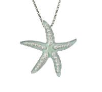 Collier Pendentif Étoile De Mer Phosphorescent Pour Femmes Et Filles, Joli Collier Lumineux En Forme D'Animal Marin Avec Perles, Accessoires De Bijoux Pour Halloween, Vacances À La Plage, Bleu Cla