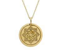 Collier pendentif étoile slave en argent sterling 925 doré | LK_NLC_00724 | Chaîne câble de 45 cm pendentif rond gravé au laser de 24 mm pendentif poli de 15 mm d'épaisseur bracelet de voyage Earth