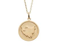 Collier pendentif fantôme en argent sterling 925 plaqué or | LK_NLC_01343 | Collier d'Halloween avec pendentif rond fantôme de 24 mm et chaîne câble de 45 cm (18 pouces) cadeau pour hommes et femmes.