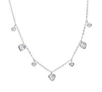 Collier pendentif femme, cadeau élégant et tendance pour petite amie, Saint-Valentin, style cœur, pendentif ras du cou en forme de cœur scintillant AAA en oxyde de zirconium, argent sterling 925, ma