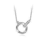 Collier Pendentif Femme Colliers pour femmes Design à double bague classique, impliquant un pendentif exquis d'amour sans fin (coffret cadeau) Cadeau d'anniversaire de Vacances ( Color : Silver )