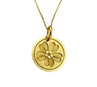 Collier pendentif fleur de cerisier en argent sterling 925 | LK_NLC_01678 | Pendentif rond plaqué or avec pendentif floral de 22 mm et chaîne câble de 45 cm inspiré par la nature.