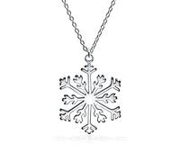 Collier Pendentif Flocon De Neige Pour Femme Adolescente, Classique Pour Les Fêtes De Noël, En Argent Sterling Poli .925 Avec Fermoir À Levier