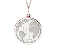 Collier pendentif globe terrestre en argent sterling 925 | LK_NLC_02214 | necklace for men and women, 25mm round horoscope engraved disc pendant, 1.5mm thick astrology symbol
