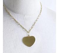 Collier Pendentif Grand Pendentif Coeur Plat Collier Court Mode Punk Hip Hop Trombone chaîne Bijoux de Haute qualité ne se fanent jamais Amitié Collier Anniversaires Les Mariages Noël Cadeau Femme
