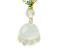 Collier Pendentif Griffe de Chat calcédoine Agate de Glace Blanche Naturelle (avec lanière) Jade