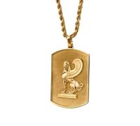 Collier pendentif griffon en argent sterling 925 doré | LK_NLC_00455 | Collier avec médaillon rond de planète céleste de 22 mm et chaîne câble de 45 cm bijou symbolique à offrir à un homme