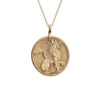 Collier pendentif griffon en argent sterling 925 doré | LK_NLC_00806 | Pendentif rond plaqué or de 25 mm gravé d'une créature mythique avec chaîne câble de 45 cm bijou symbole fantastique cadeau