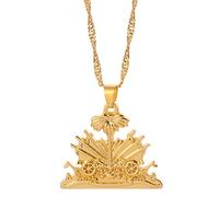 Collier Pendentif Haïti pour Femmes Filles Hommes Articles Bijoux Couleur Or Cadeaux d'Haïti Mode et joaillerie Fine Cadeau de Noël