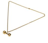 Collier Pendentif Haltère Bijoux élégants Accessoire Cadeau pour Hommes et Femmes en Acier Titane 1,4 X 0,5 Pouces (chaîne en Or)