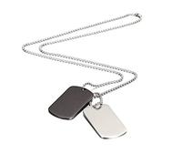 Collier Pendentif Homme Double Plaque,Armée Style Militaire Dog Tag en Acier Inoxydable pour Homme et Garçon,Fantaisie Bijoux avec Chaîne de 70cm