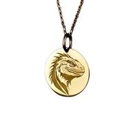 Collier pendentif iguane en argent sterling 925 plaqué or |LK_NLC_00613 | Collier pendentif rond gravé d'un animal (22-24 mm) avec chaîne maille forçat de 45 cm un bijou symbolique à offrir.