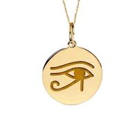Collier pendentif œil d'Horus en argent sterling 925 doré | LK_NLC_02032 | plated persian zoroastrian symbol dog tag charm 30x19mm with 18 inch cable chain spiritual religious