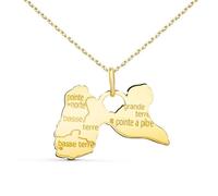 Collier - Pendentif Ile de la Guadeloupe en Or 18 Carats 750/1000 - Chaîne Dorée