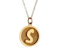 Collier pendentif initiale lettre S en argent sterling 925 | LK_NLC_01412 | Pendentif monogramme rond de 24 mm plaqué or avec chaîne câble de 45 cm bijou personnalisé cadeau
