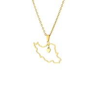 Collier Pendentif Iran Carte Collier Chaîne Iranien Cuture Persan Bijoux Mode réglable Bijoux Bijoux Cadeaux d'anniversaire pour Femmes Hommes