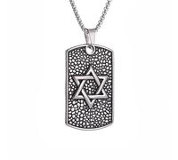 Collier pendentif judaïsme vintage Solomon Star of David Étoile hexagonale en acier inoxydable pour hommes Lucky Charm Bijoux tendance hip hop