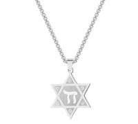 Collier pendentif juif Star Dai Weichai en acier inoxydable