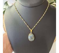 Collier pendentif labradorite naturelle facettée - chaîne dorée