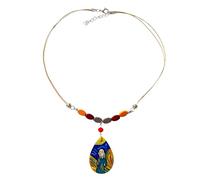 Collier pendentif LE CRI DE MUNCH - Collier avec pendentif en bois peint à la main, médaille artisanale, bijou élégant, idée cadeau femme