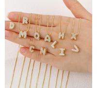 Collier pendentif lettre A-Z en zircone cubique, collier initial de style punk unisexe, bijou de mode hip-hop en acier inoxydable L,M,S,H,A,T,O,X,B,C,D,E,F,G,I,J,K,N,P,Q,R,U,V,W,Y,ZAcier inoxydable