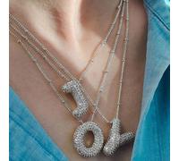 Collier pendentif lettre A-Z en zircone cubique, collier initial de style punk unisexe, bijou de mode hip-hop en acier inoxydable L,M,S,H,A,T,O,X,B,C,D,E,F,G,I,J,K,N,P,Q,R,U,V,W,Y,ZAcier inoxydable