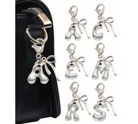 Collier pendentif lettre bulle argentée mignon - Pendentif cristal porte-bonheur, lettre A-Z, nœud en zircone cubique, meilleur accessoire pour le printemps/été, breloque de sac en alliage brillant -