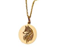 Collier pendentif loup en argent sterling 925 plaqué or | LK_NLC_01370 | Pendentif macabre et mystérieux bijou gothique simple pour Halloween cadeau d'Halloween avec chaîne de 45 cm.
