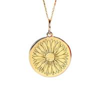 Collier pendentif marguerite en argent sterling 925 doré | LK_NLC_02044 | howling wolf round medallion pendant with 18 inch cable chain nature wildlife animal jewelry for men
