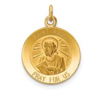 Collier pendentif médaille Saint Paul en or jaune massif poli et satiné 14 carats 21,1 x 26,3 mm