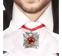 Collier Pendentif Médaillon Croix Rubi 6cm Rouge