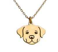 Collier pendentif minimaliste en argent sterling 925 représentant un labrador, forme élégante, chaîne câble de 45 cm plaquée or, bijou symbolique | LKD_3DM_00457
