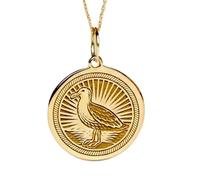 Collier pendentif mouette en argent sterling 925 doré | LK_NLC_02100 | 28mm gold plated round medallion engraved occult symbol with 18 inch cable chain esoteric spiritual