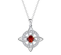 Collier Pendentif Noeud Celtique Argenté (Rouge)