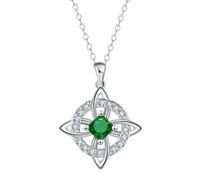 Collier Pendentif Noeud Celtique Argenté (Vert)