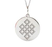 Collier pendentif nœud sans fin en argent sterling 925 |LK_NLC_02272 | 18 inch cable chain round guardian symbol charm jewelry spiritual design gift necklace for women men