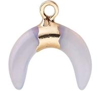 Collier Pendentif Opale Pierre Naturelle Croissant avec Cornes Dorées et Lune - Bijoux Personnalisés pour Femme