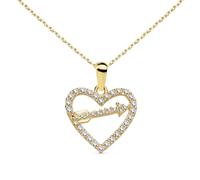 Collier - Pendentif Or 18 Carats 750/000 Jaune - Coeur et Flèche - Zirconiums