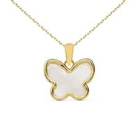 Collier - Pendentif Or 18 Carats 750/000 Jaune et Nacre Papillon - Chaine Dorée