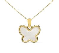 Collier - Pendentif Or 18 Carats 750/000 Jaune et Nacre Papillon - Chaine Dorée