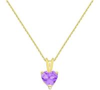 Collier - Pendentif Or Jaune Améthyste Coeur - Femme