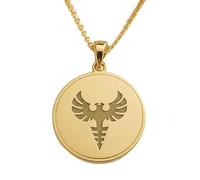 Collier pendentif orné de l'emblème du Phénix Ascendant, en argent sterling 925 plaqué or, avec chaîne maille forçat de 45,7 cm (18 pouces). Bijou fait main pour homme et femme | LKD_EGP_00676