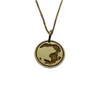 Collier pendentif ours en argent sterling 925 plaqué or |LK_NLC_00897 | Pendentif rond gravé représentant un animal sauvage inspiré par la nature avec un médaillon de 25 mm et un câble de 45 cm.